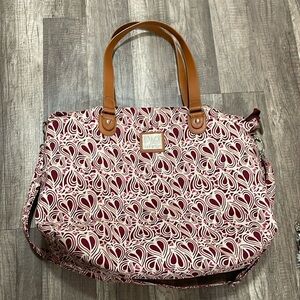 Diane Von Fursten DVF Studio XL nylon leathered travel weekender bag cabin red